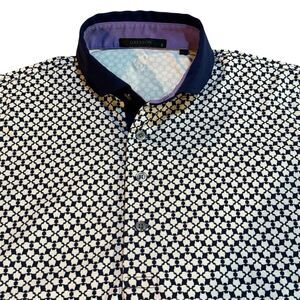 Greyson Golf Polo Wolves All Over Print Performance Blue Size Small